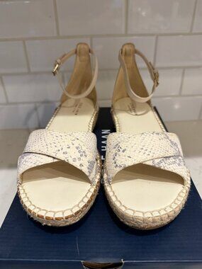 NIB Cole Haan Cloudfeel Espadrilles Chalk Python Leather Size 8B